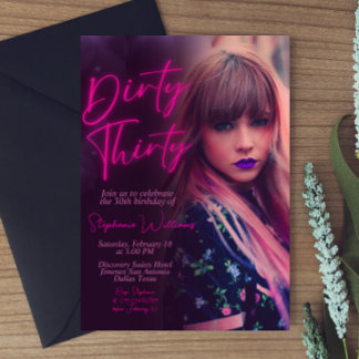 Invitation Dirty Thirty Minimaliste avec Photo