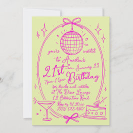 Invitation Disco 21e anniversaire personnalisée | 