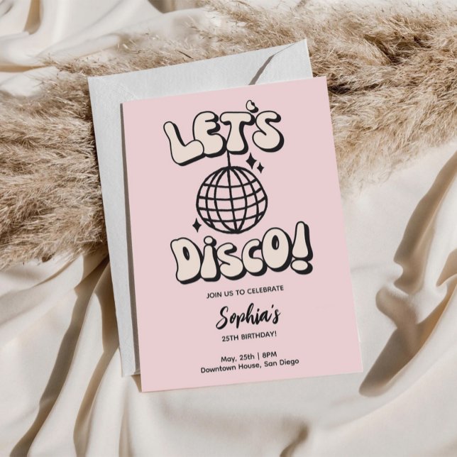 Invitation Disco Anniversaire rose (Créateur téléchargé)