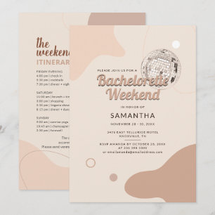 Invitation Disco Bachelorette Party Retro Week-end Itinéraire