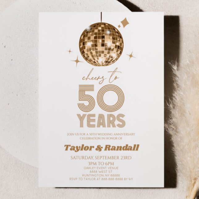 Invitation Disco Ball Joue À 50 Anniversaire Mariage (Créateur téléchargé)