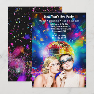 Invitation Disco Ball Nuit du Nouvel An Eve Girls Party