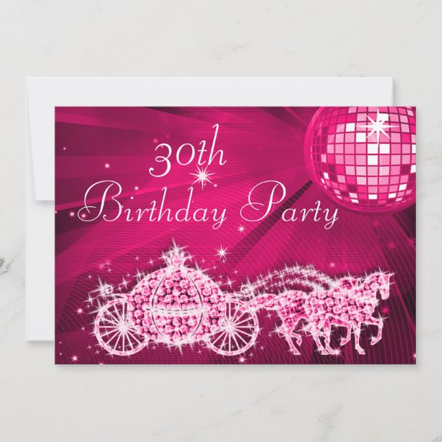 Invitation Disco Ball, Princess Coach & Horses 30e anniversai (Devant)
