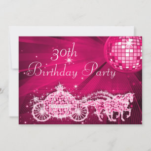 Invitation Disco Ball, Princess Coach & Horses 30e anniversai