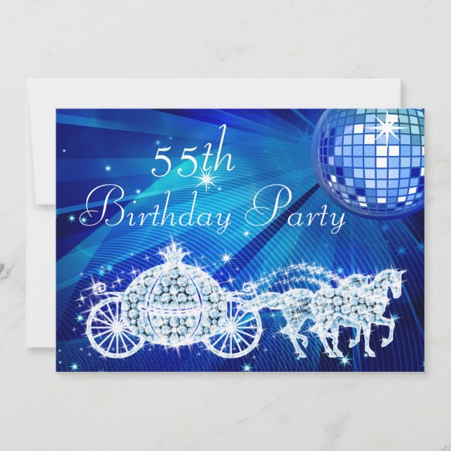 Invitation Disco Ball, Princess Coach & Horses 55e anniversai (Devant)