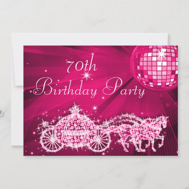 Invitation Disco Ball, Princess Coach & Horses 70e anniversai (Devant)