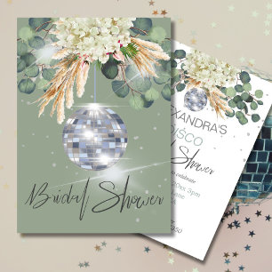 Invitation Disco Ball Sage Vert FloralDouche nuptiale