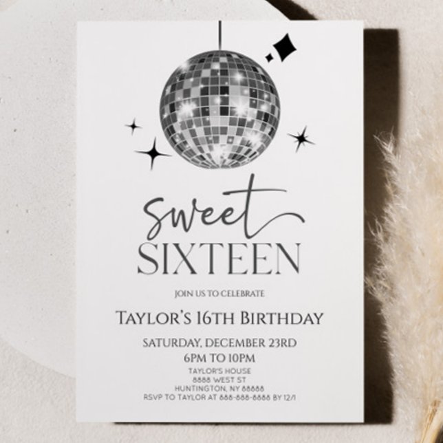 Invitation Disco Ball Sweet sixteen 16ème anniversaire (Créateur téléchargé)