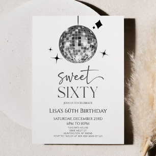Invitation Disco Ball Sweet Soixante 60e fête d'anniversaire