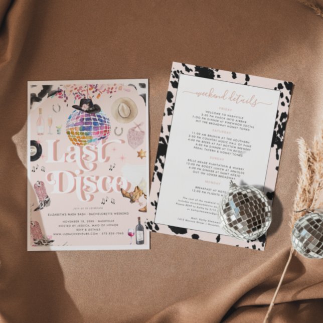 Invitation Disco Cowgirl Nashville Rose Rodeo | Bachelorette (Créateur téléchargé)