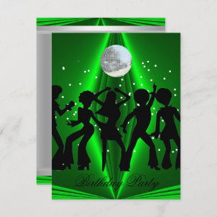 Invitation Disco Dance Green fête d'anniversaire
