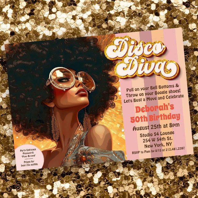 Invitation Disco Ethnique Africaine Américaine les années 70  (Créateur téléchargé)