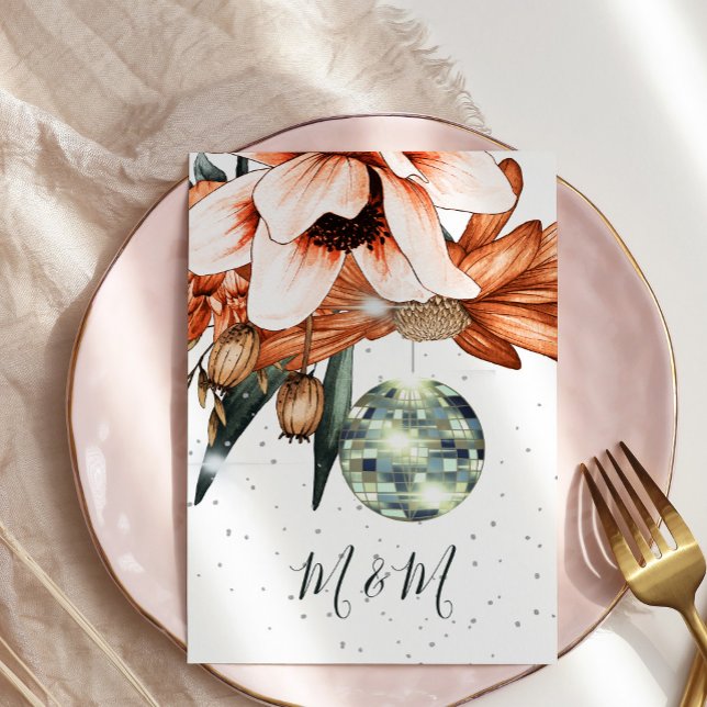 Invitation Disco Floral Burange Terracota Mariage (Créateur téléchargé)