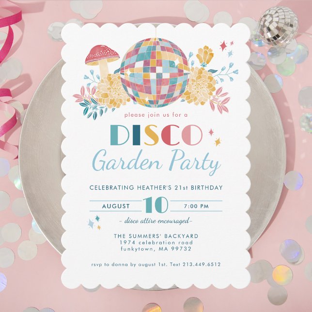 Invitation Disco Garden Party 70's Theme Anniversaire (Créateur téléchargé)