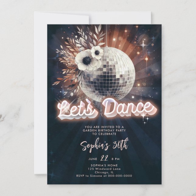 Invitation Disco Garden Party les années 70 Retro Dance 30e a (Devant)