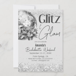 Invitation Disco Glitz et Glam Silver Bachelorette Party