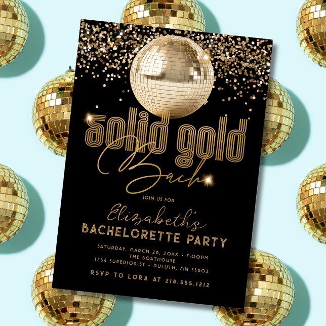 Invitation Disco Gold super Solid Gold Bachelorette Party (Créateur téléchargé)