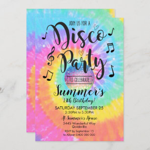 Invitation Disco Party Tie Dye Disco Party