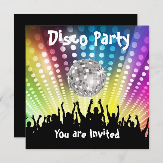 Invitation Disco Party Toute fête (Devant / Derrière)