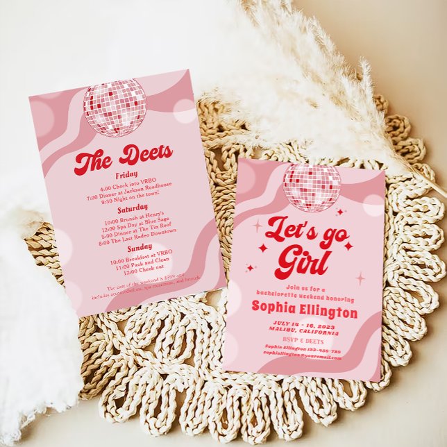 Invitation Disco Retro les années 70 Bachelorette Heekend Iti (Créateur téléchargé)