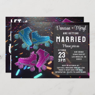 Invitation Disco Rollerskate Mariage Parties scintillant Roll