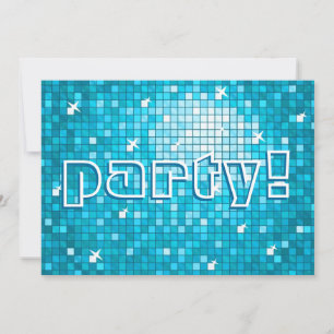 Invitation Disco Tiles Blue "party" !invitation