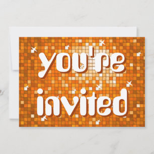 Invitation Disco Tiles Orange 'vous êtes invité' texte de l'a