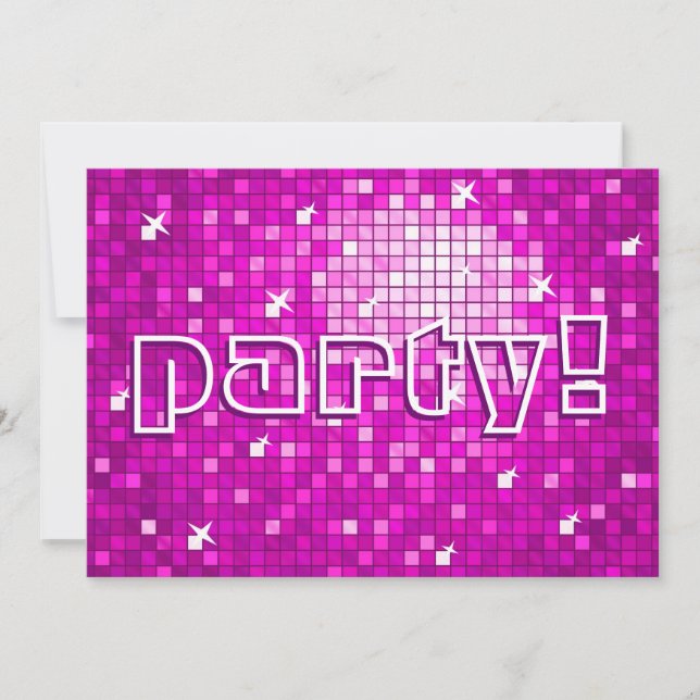 Invitation Disco Tiles Rose Pink (Devant)