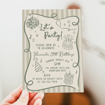 Disco Whimsical Hand Drawn Funky 30e anniversaire