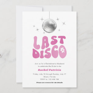 Invitation Discothèque rose Dernier, Week-end Simple Retro Ba