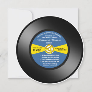 Invitation Disque vinyle 45 tours Blue Label Party d'annivers