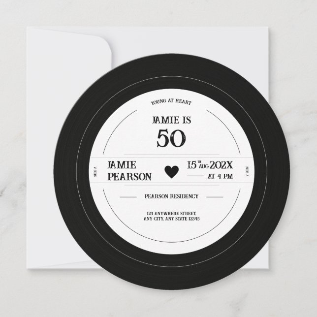 Invitation Disque Vinyle Ancien Anniversaire Milestone (Devant)
