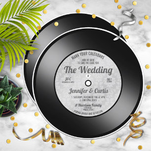 Invitation Disque Vinyle Rétro Mariage Enregistrer la Date