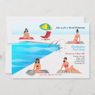 Invitation Distanciation sociale au bord de la piscine