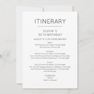 Invitation d'itinéraire d'anniversaire de week-end