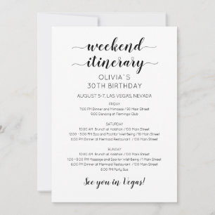 Invitation d'itinéraire d'anniversaire de week-end