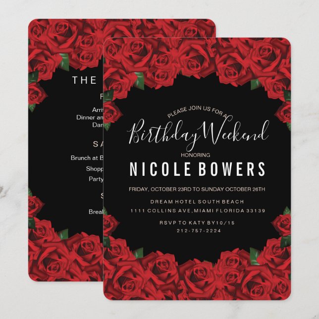 Invitation d'itinéraire de week-end d'anniversaire (Devant / Derrière)