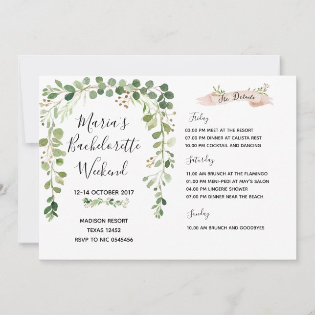 Invitation d'itinéraire de week-end de (Devant)