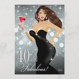 Invitation Diva Glam Bombshell 40e anniversaire  argent
