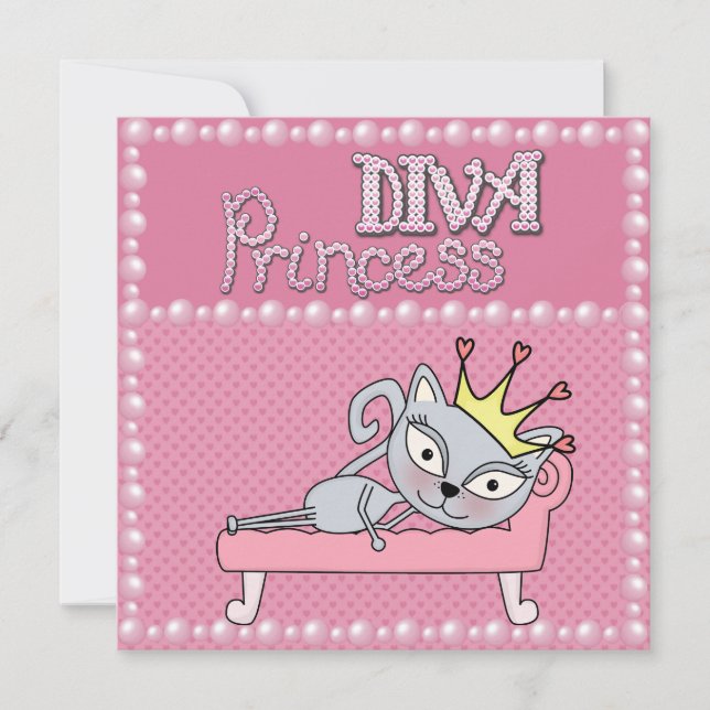 Invitation Diva Princess Kitty Cat (Devant)