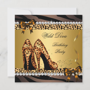 Invitation Diva Sauvage Léopard Zèbre Talons Hauts Fête d'Ann