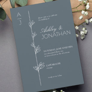 Invitation Divider botanique moderne Dusty Mariage bleu