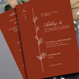 Invitation Divider botanique moderne Mariage Auburn All-in-On