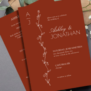 Invitation Divider botanique moderne Mariage Auburn All-in-On