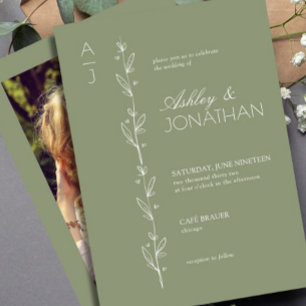 Invitation Divider botanique moderne Mariage Sage Green Photo