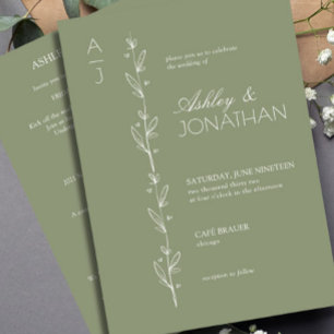 Invitation Divider botanique moderne Mariage Sage tout-en-un