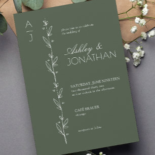 Invitation Divider botanique moderne Mariage vert