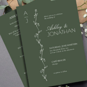 Invitation Divider botanique moderne Mariage vert tout-en-un