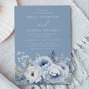 Invitation Divine Bleu magnifique Mariage Floral