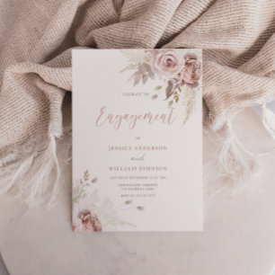 Invitation Divine Blush & Dusty Rose Floral Engagement Party